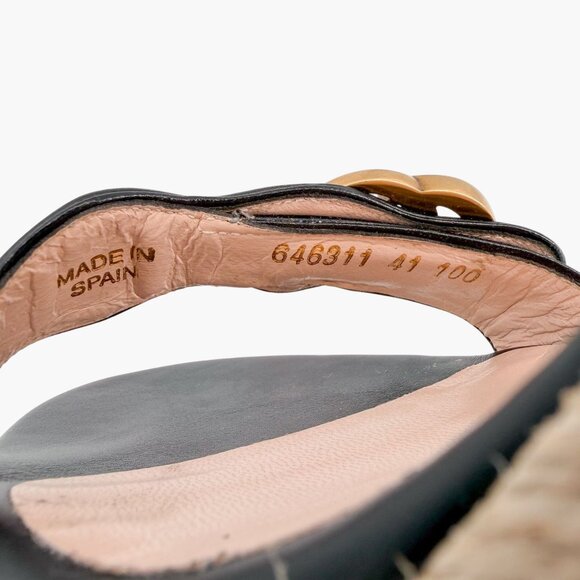 Gucci Aitana GG Marmont Black Leather Espadrille Wedge Sandals Size 41 US 11 - Picture 14 of 14